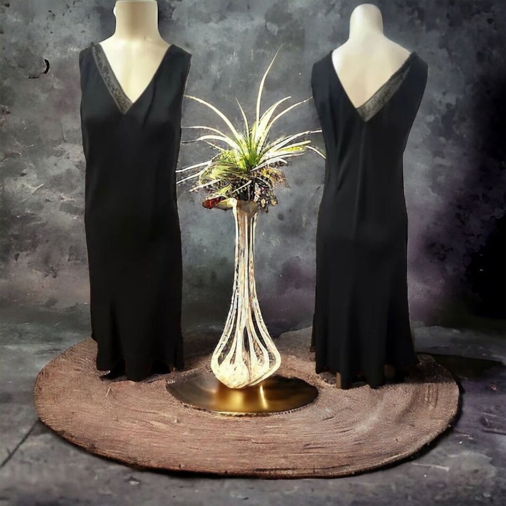 Jones NY,Woman,Dress Formal,Black,Sz 14, Long, Sleeveless, V Neck, eclairs.!
